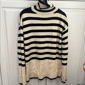 Amazon Black and Cream Striped Turtleneck Sweater